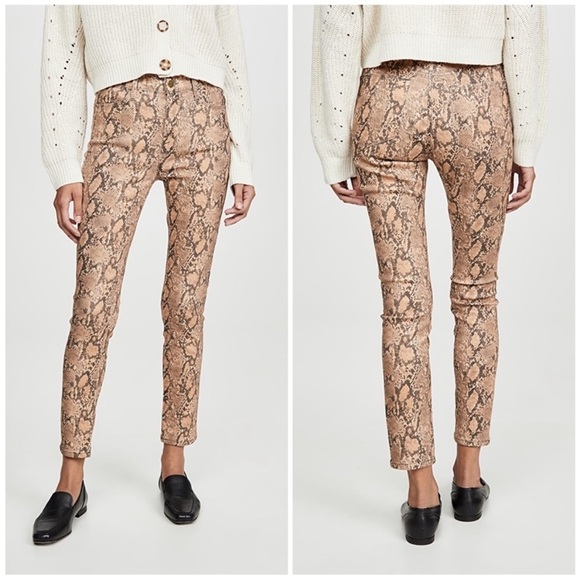New! Frame Le High Skinny Crop Jeans in Snakeskin Print - Picture 1 of 11